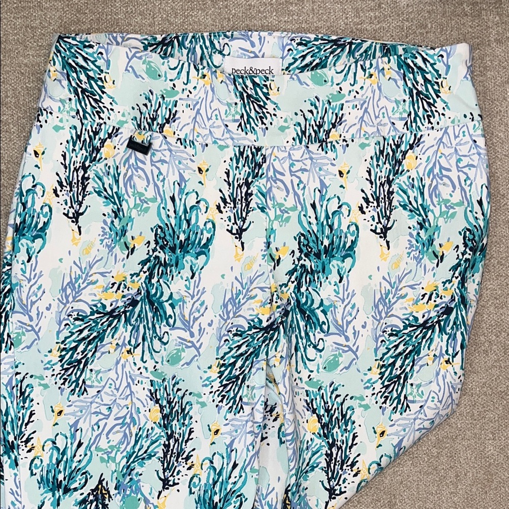 Peck & Peck Blue and Green Seaweed Abstract Pants size 10 - Picture 5 of 10